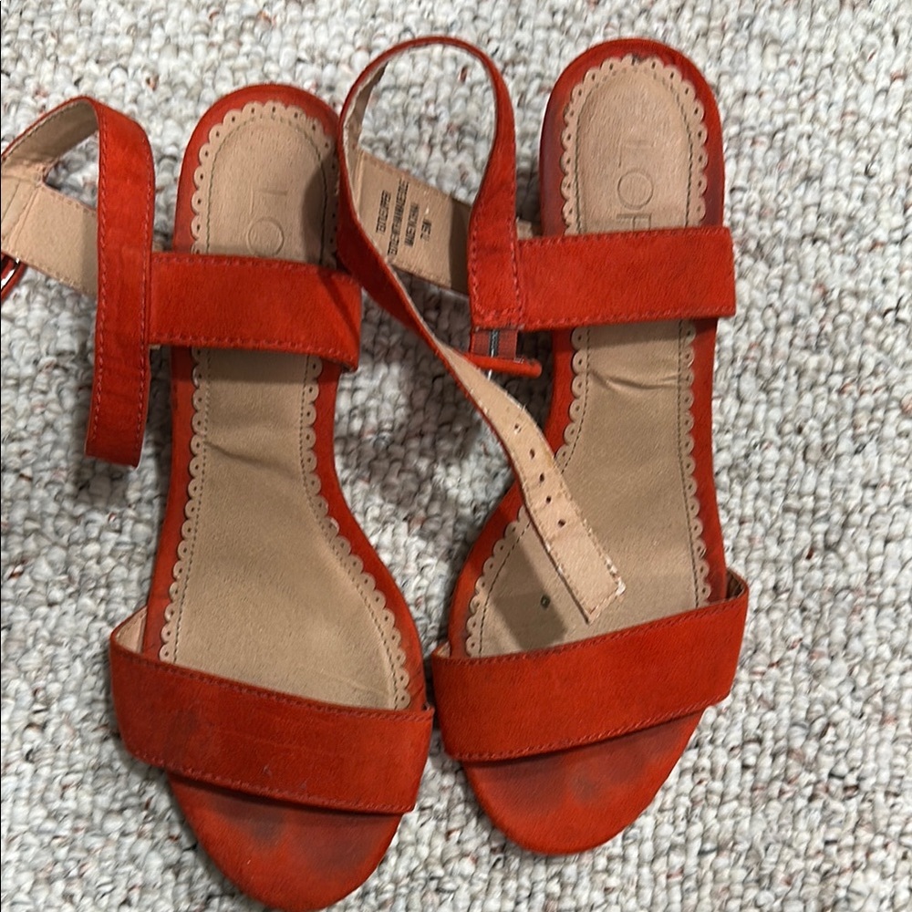LOFT Red Sandals Elegant Suede Design